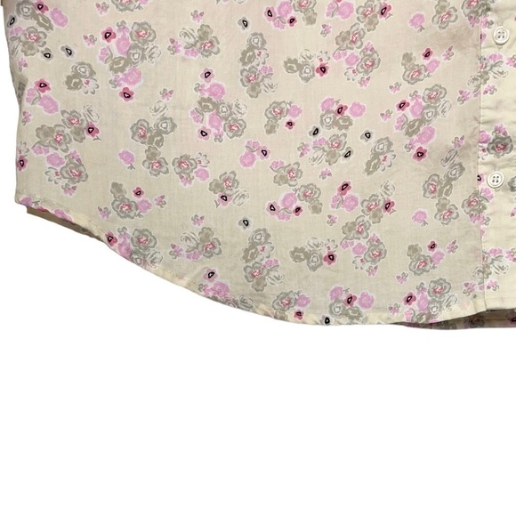 Lane Bryant Cotton Button Front Floral 3/4 Sleeves Top Pink NWT - Picture 7 of 13